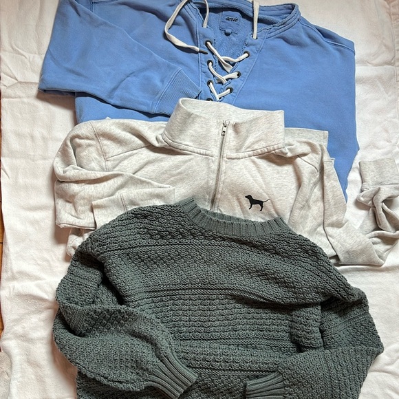 Long Sleeve Bundle- aerie Sweatshirt- Pink 3/4 Zip- American Eagle Knit Sweater - Picture 1 of 8
